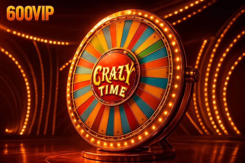 600VIP Crazy Time โ a giant colorful spinning wheel game show set with bright lights 600VIP Crazy Time โ a giant colorful spinning wheel game show set with bright lights