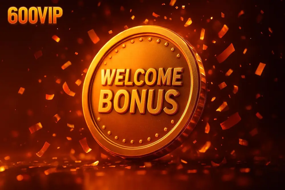 600VIP Free Bet โ a giant glowing welcome-bonus coin burst with confetti 600VIP Free Bet โ a giant glowing welcome-bonus coin burst with confetti